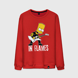 Свитшот хлопковый мужской In Flames Барт Симпсон рокер, цвет: красный