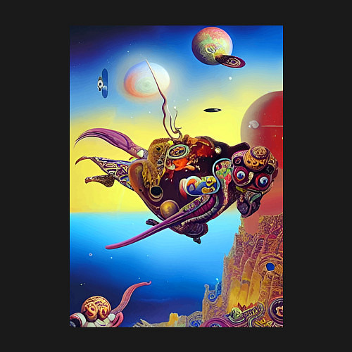 Мужской свитшот Призрак океана слёз - нейросеть - живопись / Черный – фото 3