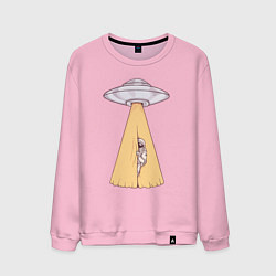 Свитшот хлопковый мужской Космонавт и НЛО, цвет: светло-розовый