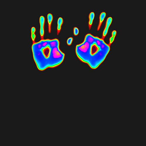 Мужской свитшот Следы ладоней - тепловизор / Черный – фото 3