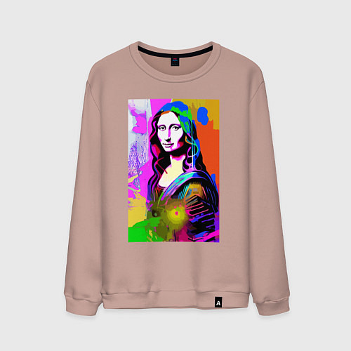 Мужской свитшот Mona Lisa - Gioconda - pop art / Пыльно-розовый – фото 1