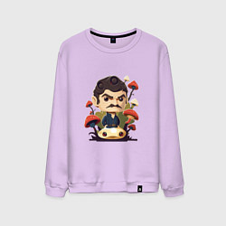 Свитшот хлопковый мужской Ласт оф ас - Джоел с грибами, цвет: лаванда