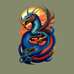 Свитшот хлопковый мужской Japanese dragon - irezumi, цвет: авокадо — фото 2