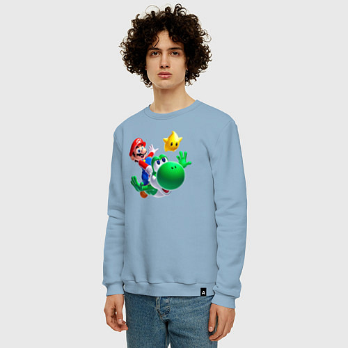 Мужской свитшот Марио, Йоши и звезда / Мягкое небо – фото 3