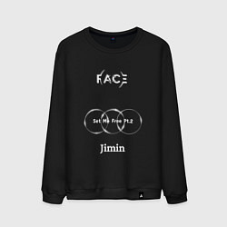 Свитшот хлопковый мужской JIMIN FACE Set Me Free, цвет: черный