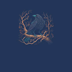 Свитшот хлопковый мужской Crow on a branch, цвет: тёмно-синий — фото 2