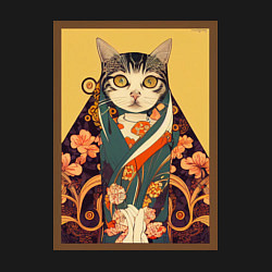 Свитшот хлопковый мужской Кот в кимоно, цвет: черный — фото 2