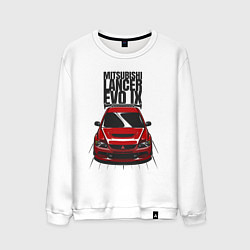 Свитшот хлопковый мужской Mitsubishi Lancer Evo IX, цвет: белый