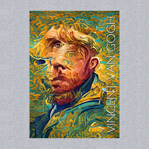 Мужской свитшот Abstract Vincent van Gogh - surrealism self-portra / Меланж – фото 3