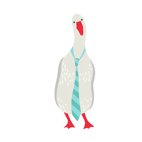 Мужской свитшот Гусь в галстуке / Белый – фото 3