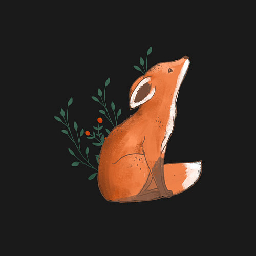 Мужской свитшот Лисица и листики / Черный – фото 3