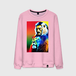 Свитшот хлопковый мужской Salvador Dali and lion, цвет: светло-розовый