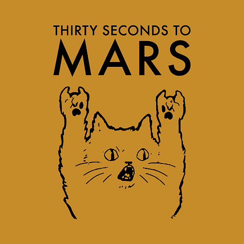 Мужской свитшот Thirty Seconds to Mars - rock cat / Горчичный – фото 3