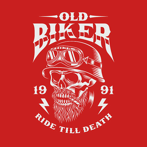 Мужской свитшот Старый байкер / Красный – фото 3