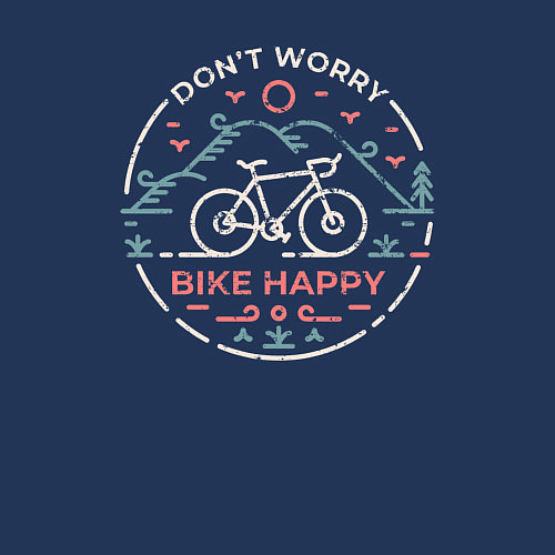 Мужской свитшот Dont worry bike happy / Тёмно-синий – фото 3