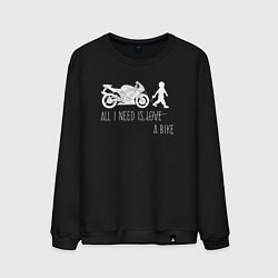 Свитшот хлопковый мужской Мотоцикл и любовь, цвет: черный