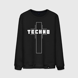 Свитшот хлопковый мужской Techno крест, цвет: черный