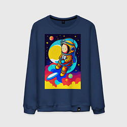 Свитшот хлопковый мужской Маленький космонавт, цвет: тёмно-синий