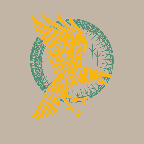 Мужской свитшот Тотем Ворон - знак мудрости / Миндальный – фото 3