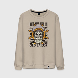 Свитшот хлопковый мужской Dont mess with an old sailor, цвет: миндальный