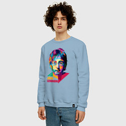 Свитшот хлопковый мужской John Lennon картина абстракция, цвет: мягкое небо — фото 2