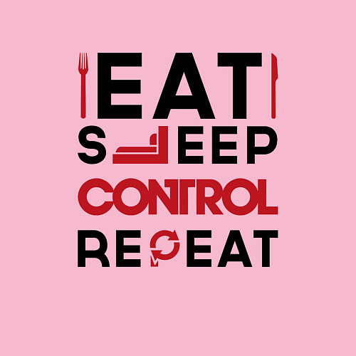 Мужской свитшот Надпись: eat sleep Control repeat / Светло-розовый – фото 3