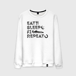 Свитшот хлопковый мужской Eat sleep F1, цвет: белый