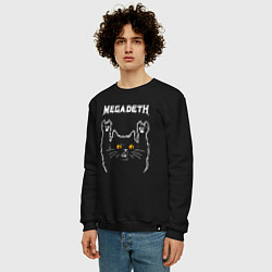 Свитшот хлопковый мужской Megadeth rock cat, цвет: черный — фото 2
