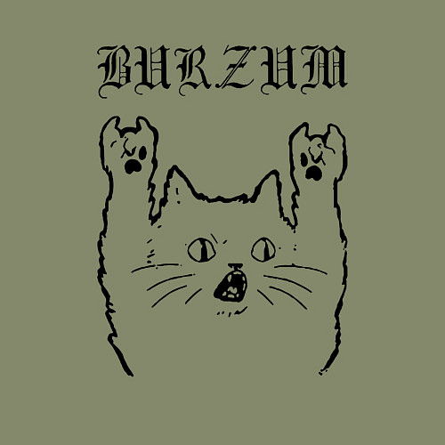 Мужской свитшот Burzum - rock cat / Авокадо – фото 3