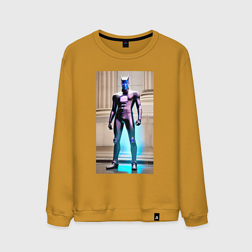 Мужской свитшот Пришелец принял образ землянина - киберпанк / Горчичный – фото 1