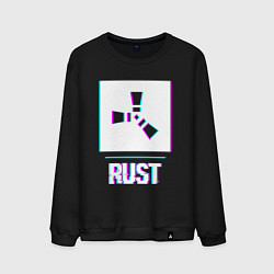 Свитшот хлопковый мужской Rust в стиле glitch и баги графики, цвет: черный