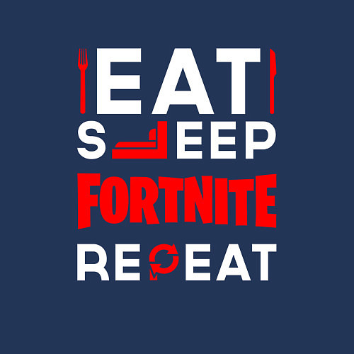 Мужской свитшот Надпись eat sleep Fortnite repeat / Тёмно-синий – фото 3