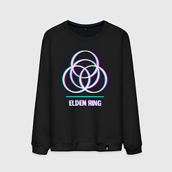 Свитшот хлопковый мужской Elden Ring в стиле glitch и баги графики, цвет: черный