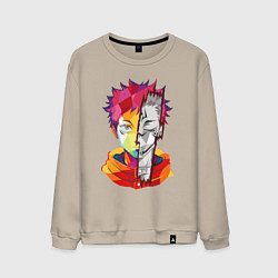 Свитшот хлопковый мужской Магическая битва Итадори Юдзи и Двуликий призрак, цвет: миндальный