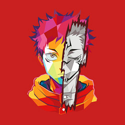 Свитшот хлопковый мужской Магическая битва Итадори Юдзи и Двуликий призрак, цвет: красный — фото 2