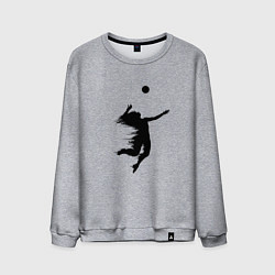 Мужской свитшот Черный силуэт девушки волейболистки