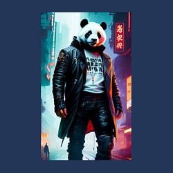 Свитшот хлопковый мужской Cool panda - cyberpunk, цвет: тёмно-синий — фото 2