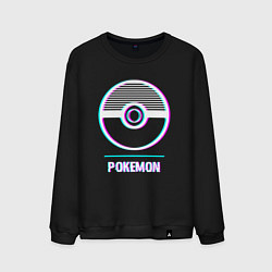 Свитшот хлопковый мужской Символ Pokemon в стиле glitch, цвет: черный