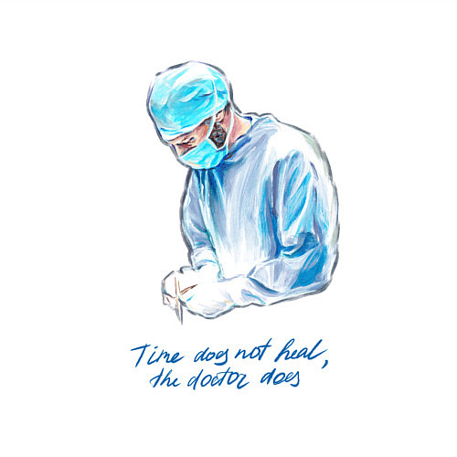 Мужской свитшот Лечит не время - лечит доктор / Белый – фото 3