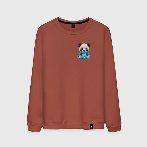Мужской свитшот Cute panda / Кирпичный – фото 1