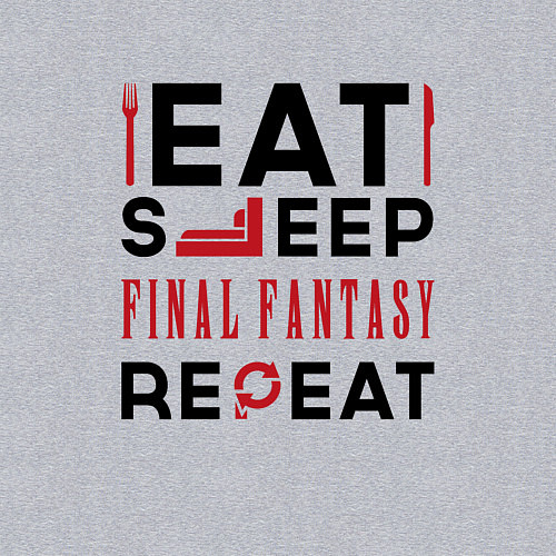 Мужской свитшот Надпись: eat sleep Final Fantasy repeat / Меланж – фото 3