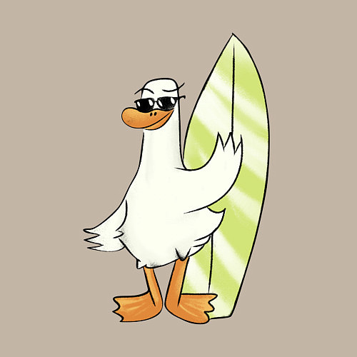 Мужской свитшот Гусь серфингист в очках / Миндальный – фото 3