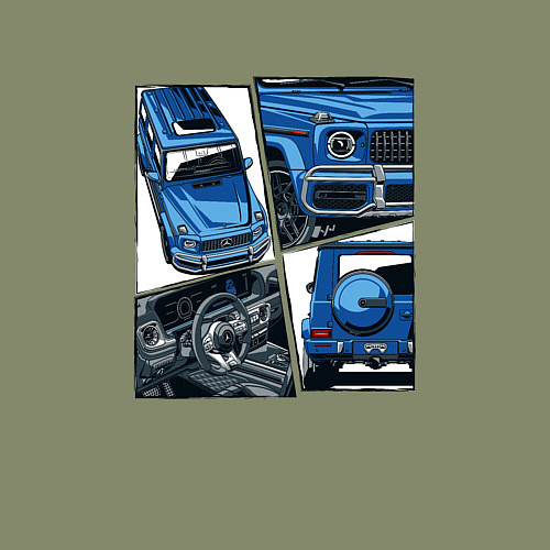 Мужской свитшот Mercedes-Benz G63 AMG Gelandewagen V1 / Авокадо – фото 3