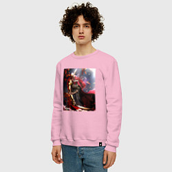 Свитшот хлопковый мужской Маления из Элден Ринг, цвет: светло-розовый — фото 2