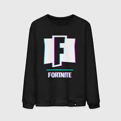Свитшот хлопковый мужской Fortnite в стиле glitch и баги графики, цвет: черный