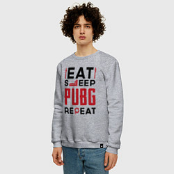 Свитшот хлопковый мужской Надпись: eat sleep PUBG repeat, цвет: меланж — фото 2