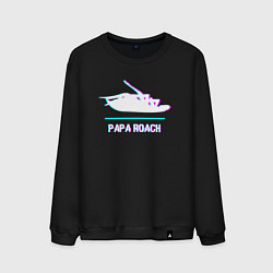 Свитшот хлопковый мужской Papa Roach glitch rock, цвет: черный