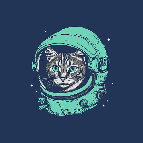 Мужской свитшот Котик астронавт / Тёмно-синий – фото 3