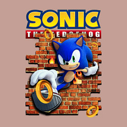 Свитшот хлопковый мужской Соник ёж, цвет: пыльно-розовый — фото 2