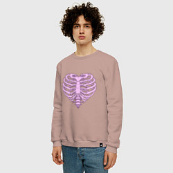 Свитшот хлопковый мужской Bone heart, цвет: пыльно-розовый — фото 2